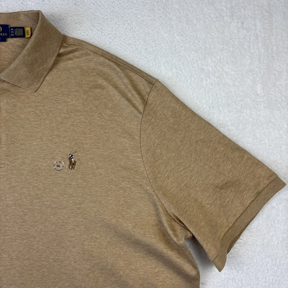 NEW POLO RALPH LAUREN Mens Polo Shirt 2XL Brown Classic Fit Cotton Stretch NWOT